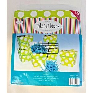 All in the Cards Takeout Boxes 6 Pack Green Polka Dot Party Favor Boxes